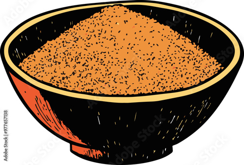 Vector Illustration of a Bowl of Spice Powder