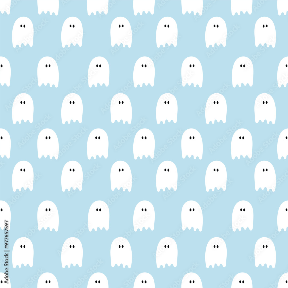 Halloween background with funny ghosts. Seamless pattern. Vector illustration Halloween background with funny ghosts. Seamless pattern. Vector illustration
