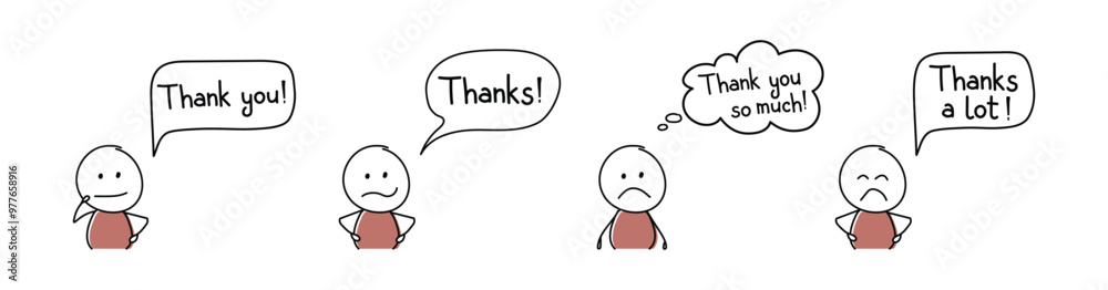Happy stickman with speech bubble - thank you, thanks. Vector Happy stickman with speech bubble - thank you, thanks. Vector