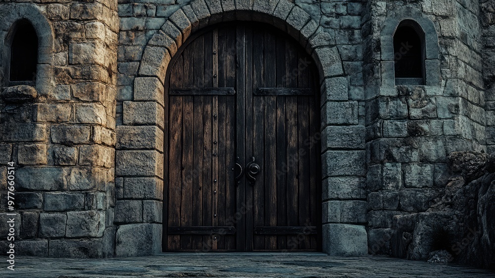 Ancient Stone Gate of a Medieval Castle Ancient Stone Gate of a Medieval Castle