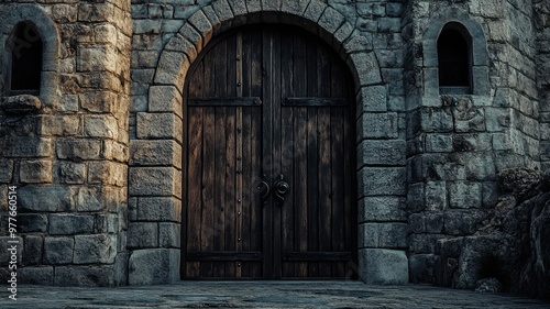 Ancient Stone Gate of a Medieval Castle