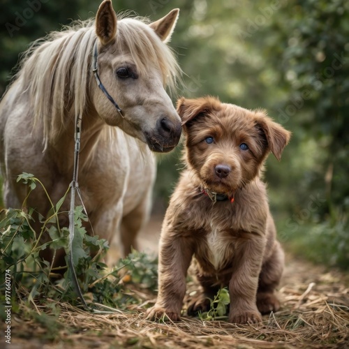 Pony and dog 