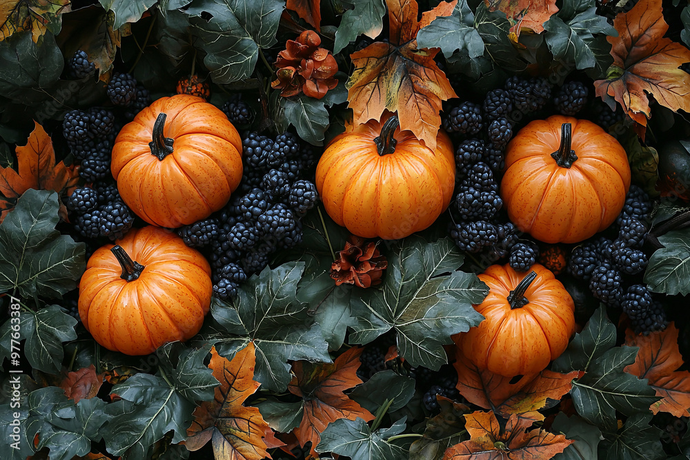 Autumn background with pumpkins, fall. AI generative illustration Autumn background with pumpkins, fall. AI generative illustration