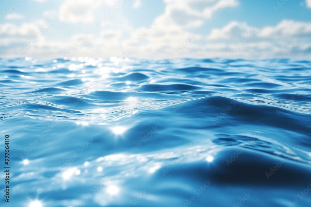 A light blue background with ripples of water, top view A light blue background with ripples of water, top view