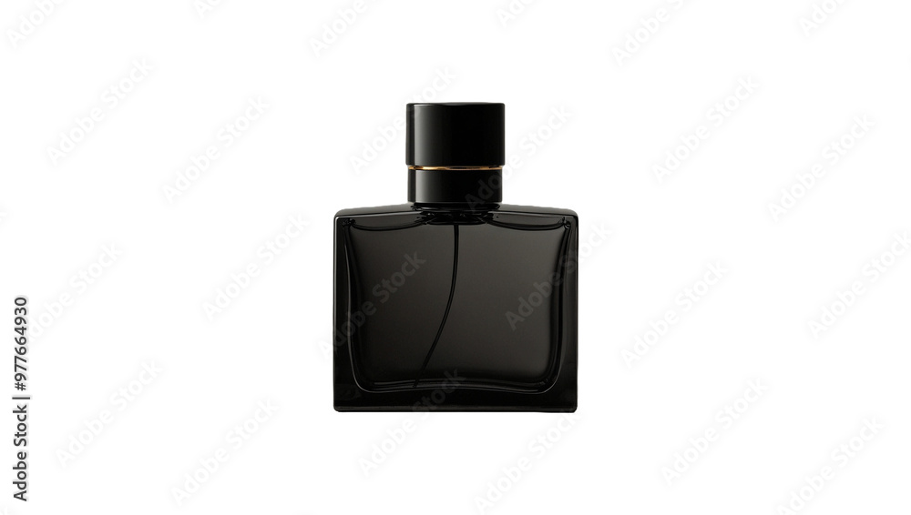 Elegant black perfume bottle, ideal for luxury and fragrance branding, transparent background Elegant black perfume bottle, ideal for luxury and fragrance branding, transparent background
