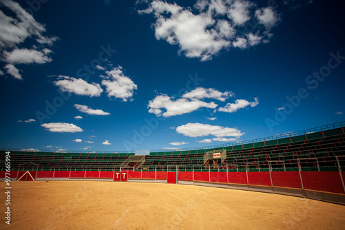 Empty Portable Bullring in Aznalcazar Sevilla on a Sunny Day photo