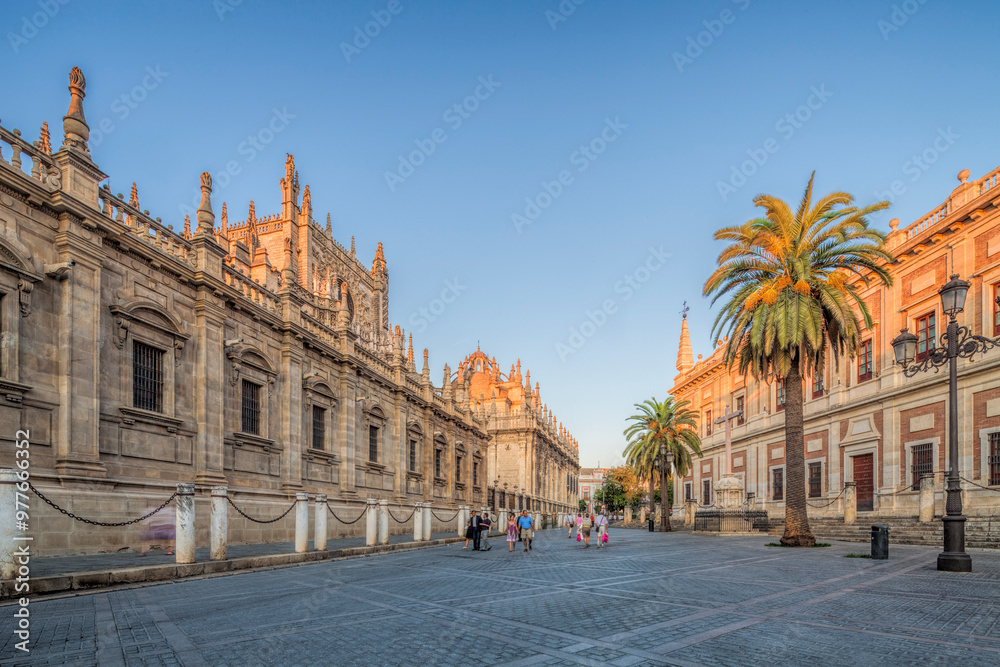 Fototapeta premium Seville, Spain, Sep 30 2009, Discovering Seville Cathedral and Archivo De Indias