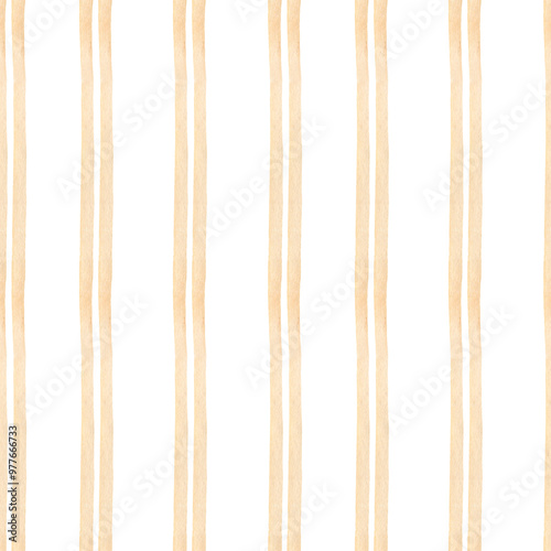 Gold stripes watercolor background. Seamless hand drawn pattern for fabric texture, textile, wallpaper, home and kitchen decor, bed linen prints