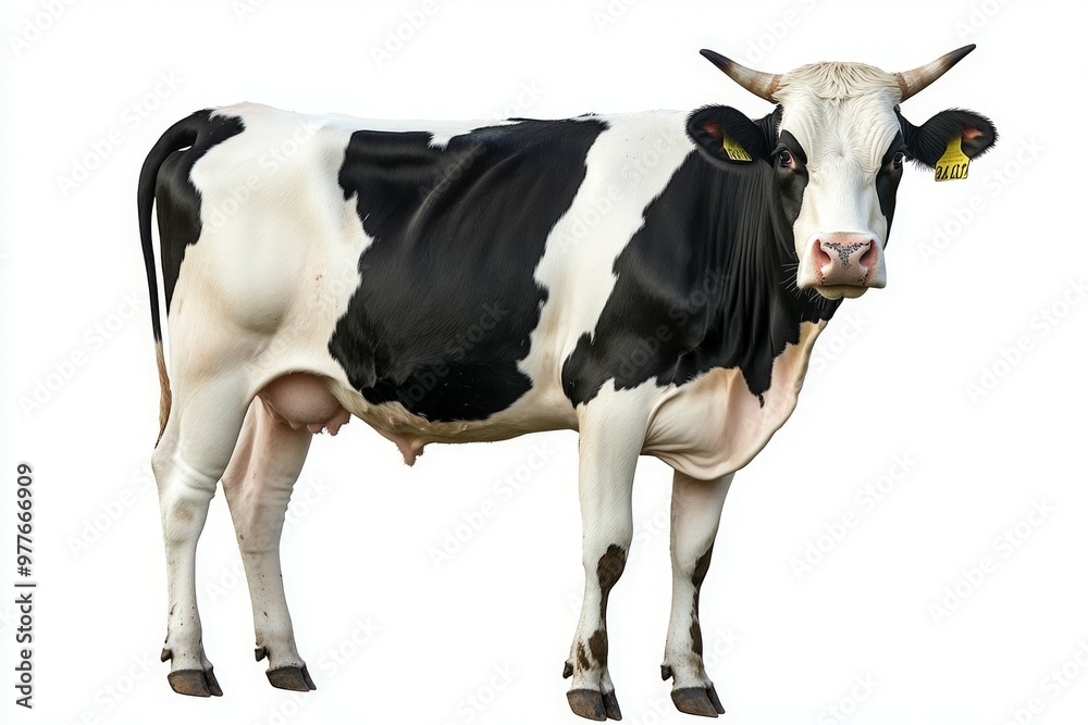 full-length cow on a transparent white background, full-length cow on a transparent white background,