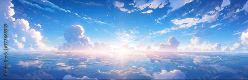 Anime sky and clouds. Anime style. Anime clouds.