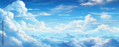 Anime sky and clouds. Anime style. Anime clouds.