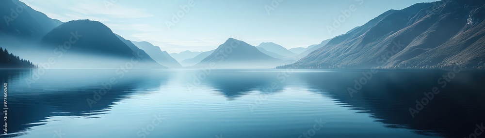 Tranquil mountain reflection in a still lake. Tranquil mountain reflection in a still lake.