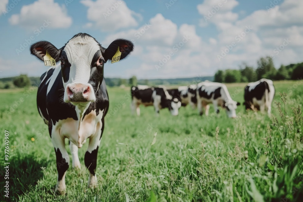 Cows in a field, a blue sky and a horizon, tall grass a green meadow, one cow maverick, the herd together
Cows in a field, a blue sky and a horizon, tall grass a green meadow, one cow maverick, the herd together