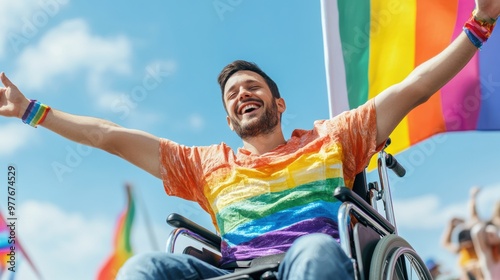 Joyful celebration of pride at a festival with vibrant flags in summer