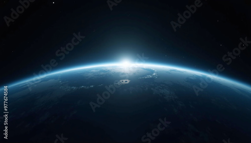 the earth from space with the sun shining in the background