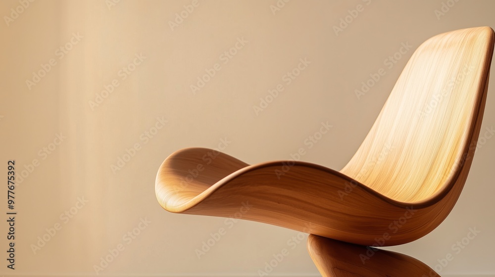 Fototapeta premium Modern wooden chair with sleek minimalist design