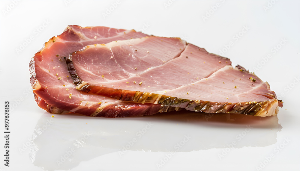 Obraz premium Slice of delicious ham isolated on white