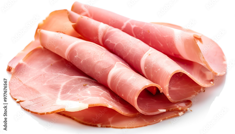 Slice of delicious ham isolated on white Slice of delicious ham isolated on white
