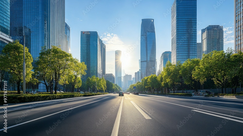 street view of modern city