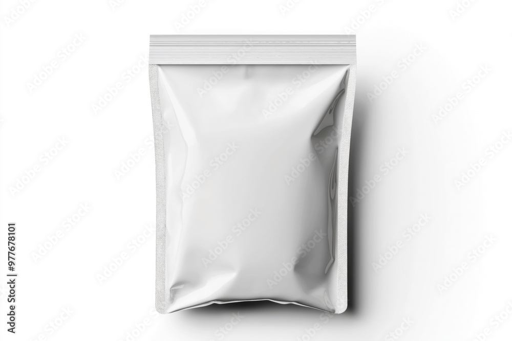 Blank white stand-up pouch mockup on a clean white background, perfect for showcasing product packaging designs. The pouch features a flat, crinkled surface. Blank white stand-up pouch mockup on a clean white background, perfect for showcasing product packaging designs. The pouch features a flat, crinkled surface.