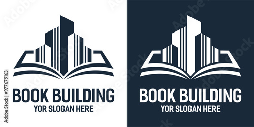 BOOKS AND BUILDINGS LOGO ABSTRACT LINE VECTOR