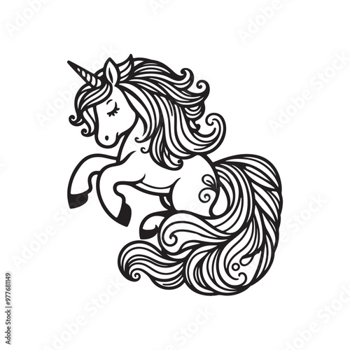 unicorn silhouette, unicorn vector, printed vector