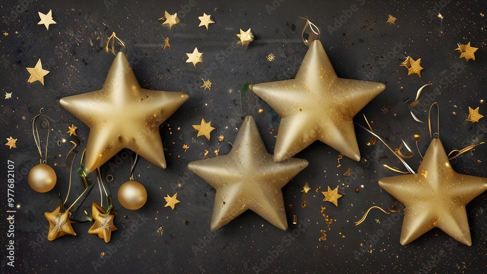 Glittering Golden Star-Shaped Ornaments for Festive Events, Party Celebrations, and Holiday Season Decor Glittering Golden Star-Shaped Ornaments for Festive Events, Party Celebrations, and Holiday Season Decor