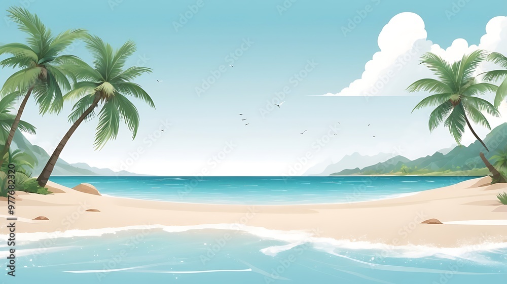 Seabeach and waves, beautiful serene landscape for social media post, banner, poster design, calm soothing landscape Seabeach and waves, beautiful serene landscape for social media post, banner, poster design, calm soothing landscape