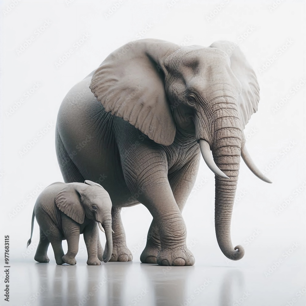 Obraz premium Mamá elefante con cría
