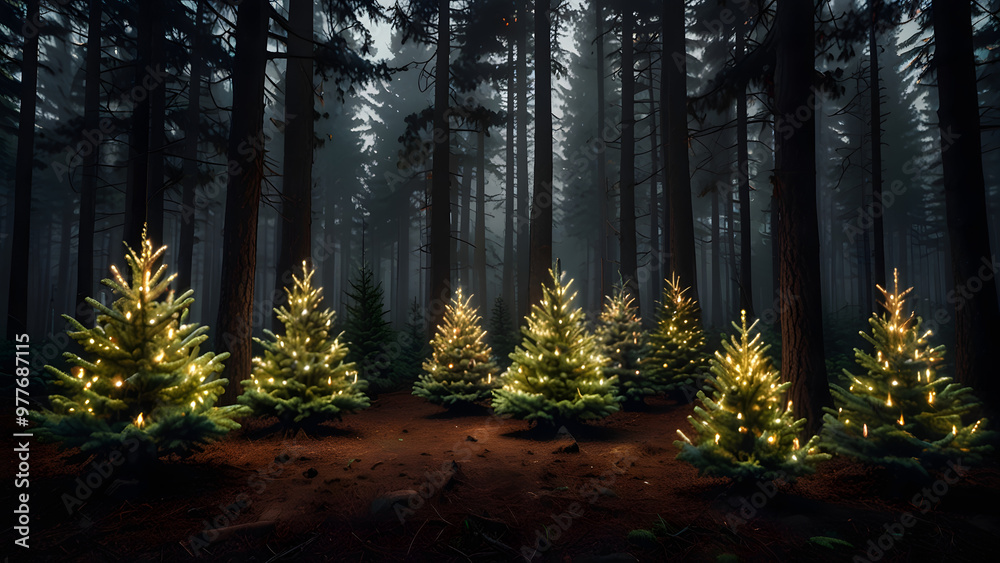 Obraz premium magical forests with christmas tree