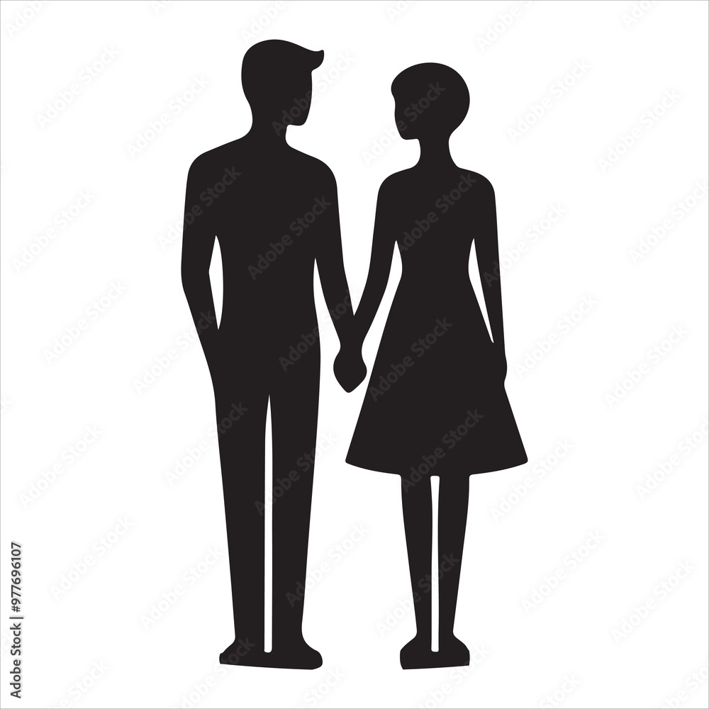 Together icon silhouette on white background
Together icon silhouette on white background