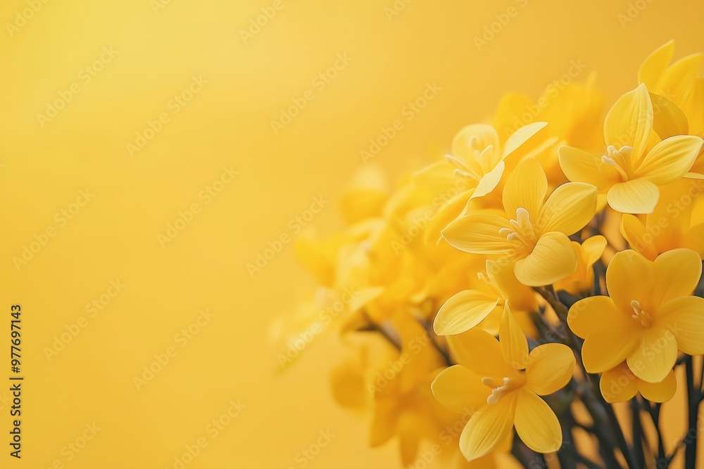 High-quality close-up image of yellow flowers with a soft focus yellow background, perfect for stock use. High-quality close-up image of yellow flowers with a soft focus yellow background, perfect for stock use.