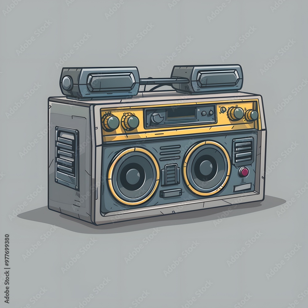 Illustration of a retro boombox, ideal for a nostalgic background or wallpaper Illustration of a retro boombox, ideal for a nostalgic background or wallpaper