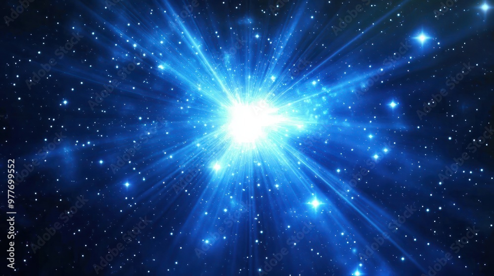 Naklejka premium star burst background with a blue light effect in