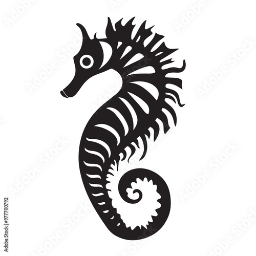 Seahorse in cartoon, doodle style . Image for t-shirt, web, mobile apps and ui. Isolated 2d vector illustration in logo, icon, sketch style, Eps 10, black and white. AI Generative photo