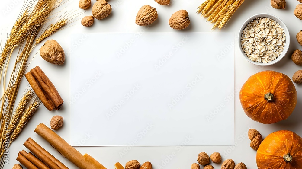 Autumnal Food Background with White Space for Text Autumnal Food Background with White Space for Text