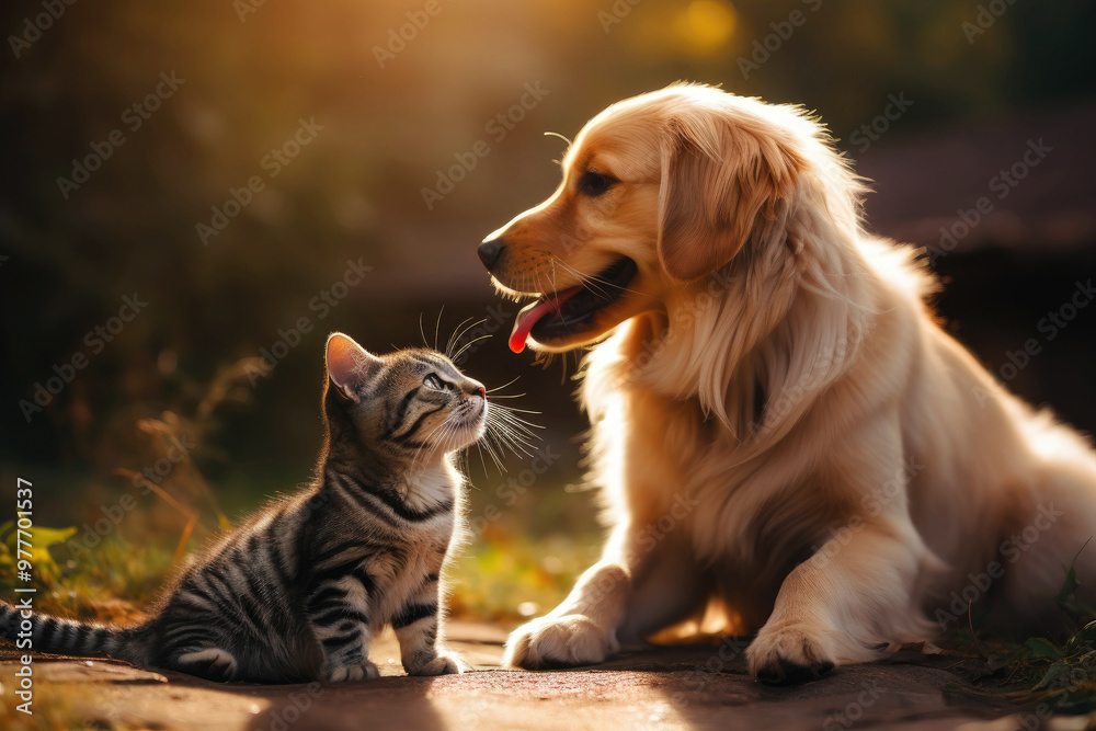 a cat playing with a dog background