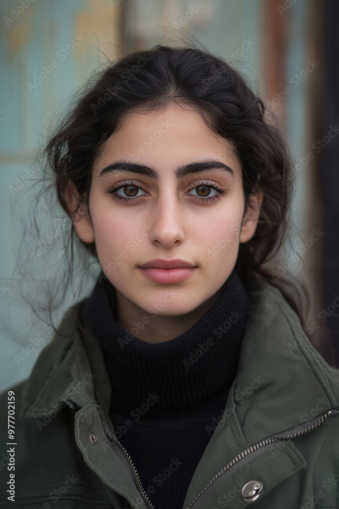 Outdoor portrait of Israeli woman showcasing natural beauty and serene expression Outdoor portrait of Israeli woman showcasing natural beauty and serene expression
