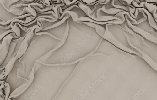 Elegant drapery of delicate beige fabric.