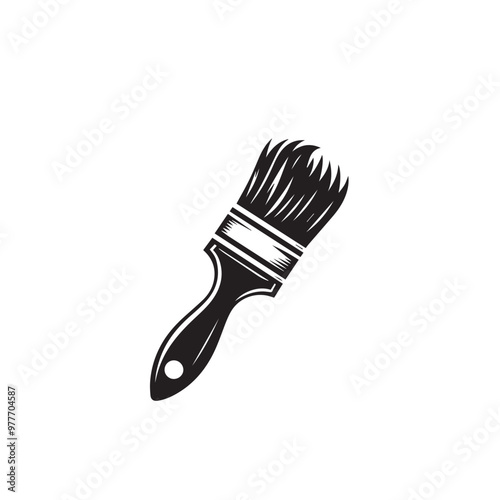 Paintbrush silhouette. Paintbrush logo, icon. Paintbrush vector design isolated on white background.