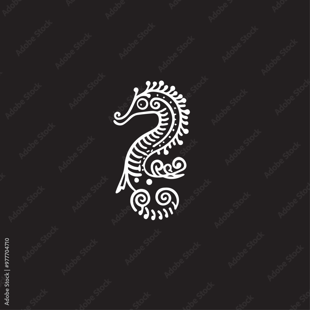 Seahorse in cartoon, doodle style . Image for t-shirt, web, mobile apps and ui. Isolated 2d vector illustration in logo, icon, sketch style, Eps 10, black and white. AI Generative