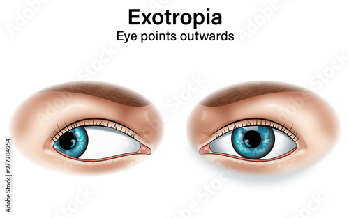 Exotropia Eye Condition Scientific Illustration, Divergent Strabismus Visualization