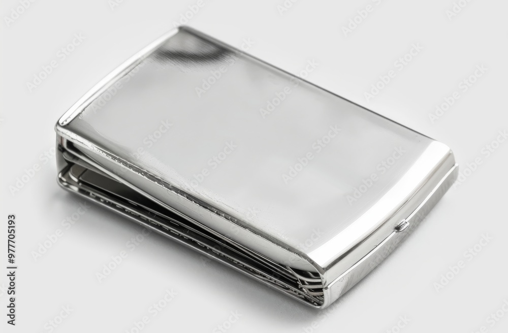 Stylish stainless steel card case, white background, transparent png. High resolution. Stylish stainless steel card case, white background, transparent png. High resolution.