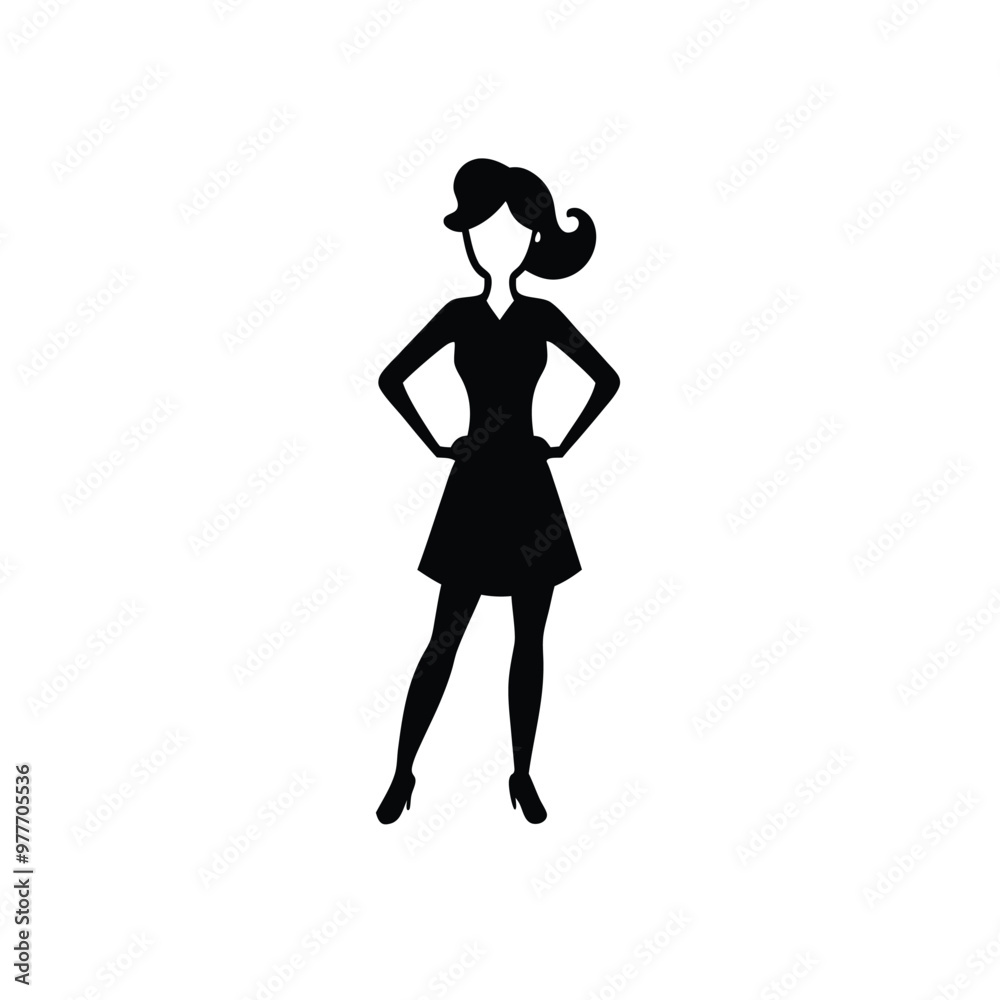 a Young lady standing stylish pose, silhouette vector art, isolated white background a Young lady standing stylish pose, silhouette vector art, isolated white background