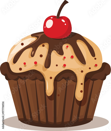 Muffin Cup Cake Flat Vector