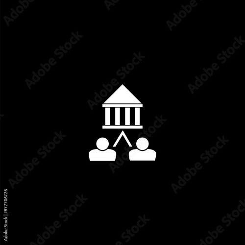 Social network  icon isolated on black background. Business investors are doing trading.