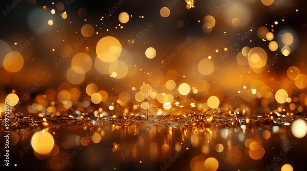 arrière plan doré, étincelant, rempli de lumière brillantes jaune et or, avec effet bokeh