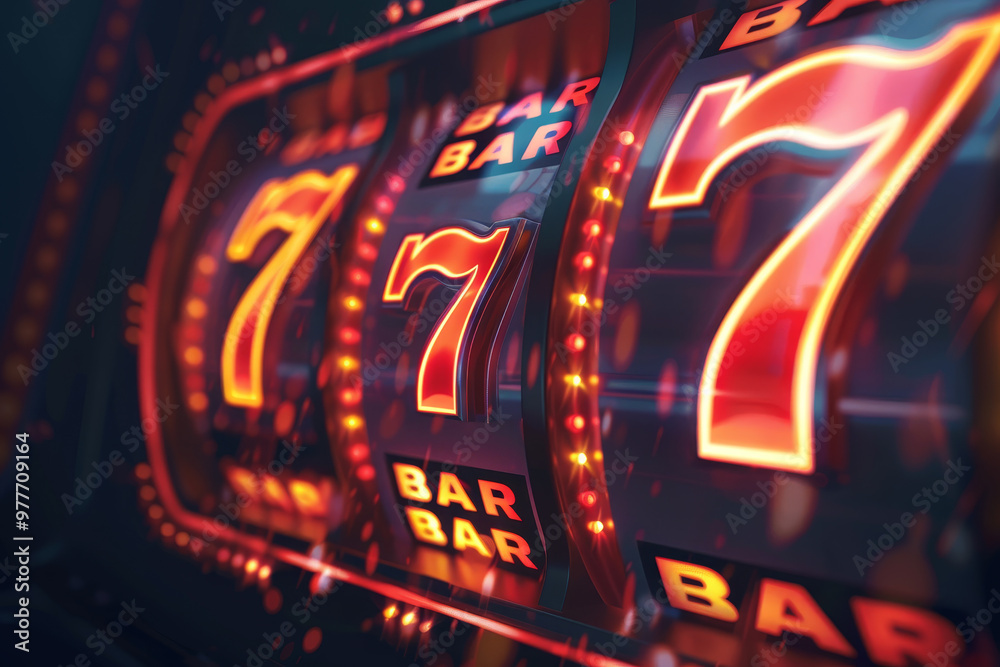 Fototapeta premium A slot machine with three red lights and the numbers 1 through 7