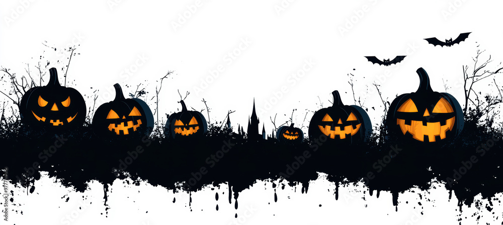 Silhouette of Halloween Jack-o'-Lanterns Silhouette of Halloween Jack-o'-Lanterns