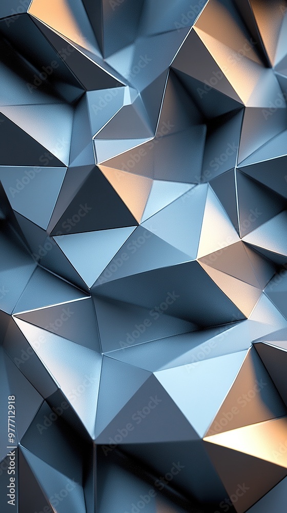 Obraz premium Close-up of blue geometric tiles with abstract pattern, highlighting symmetry and modern design.